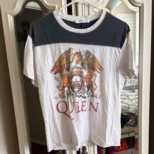 Daydreamer White & Navy Ringer Tee Queen